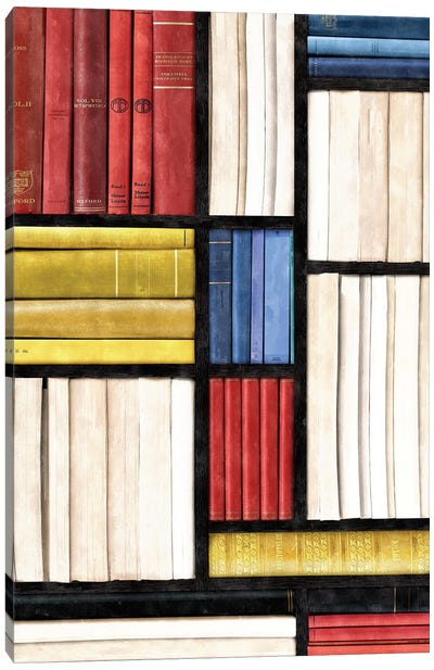 The Art Of Reading Canvas Art Print - Composition with Red, Blue and Yellow Reimagined