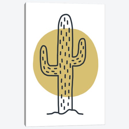 Cactus Moon Mustard Canvas Print #PXY1010} by Pixy Paper Canvas Artwork