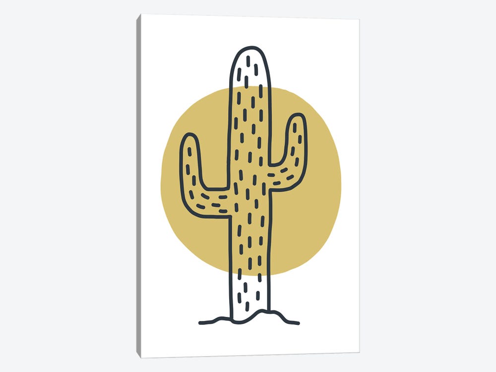 Cactus Moon Mustard by Pixy Paper 1-piece Canvas Artwork