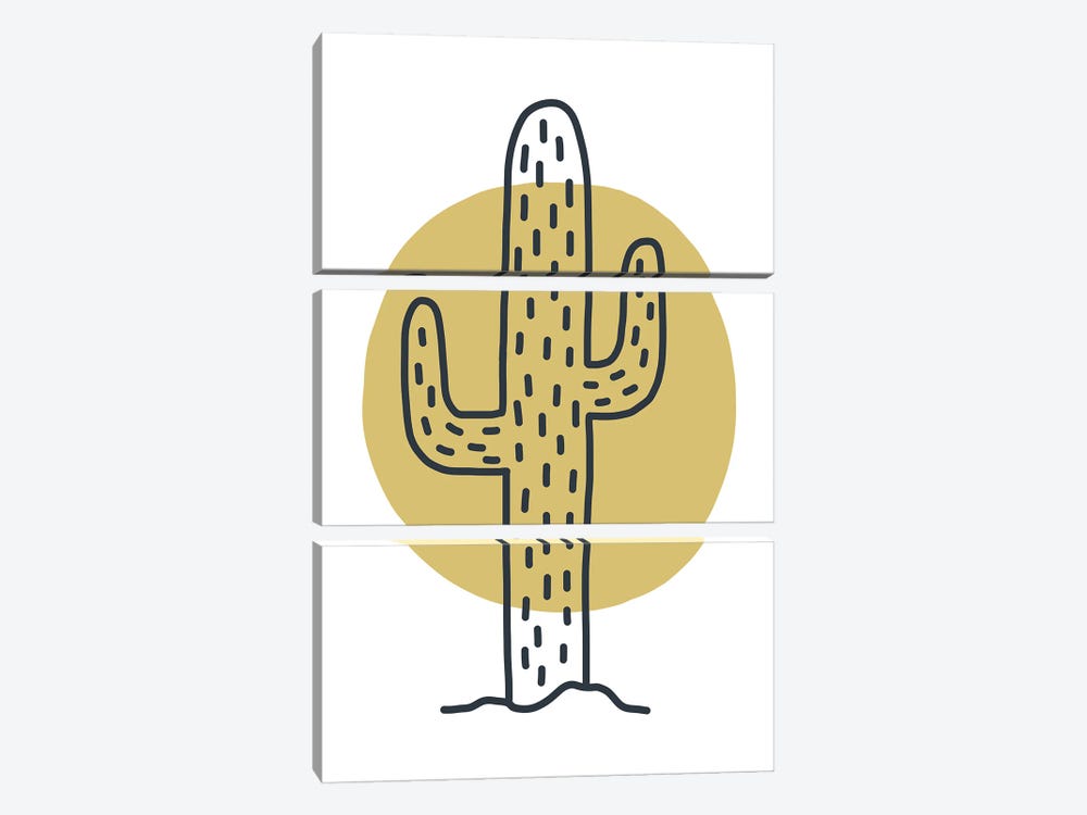 Cactus Moon Mustard by Pixy Paper 3-piece Canvas Wall Art