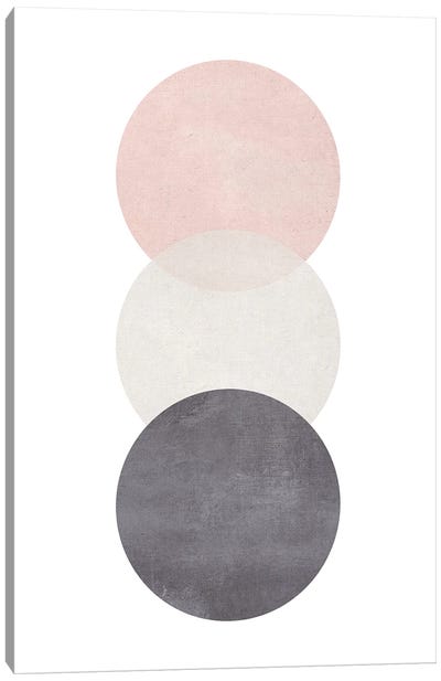 Cotton Pink And Grey Circles Canvas Art Print - Pixy Paper