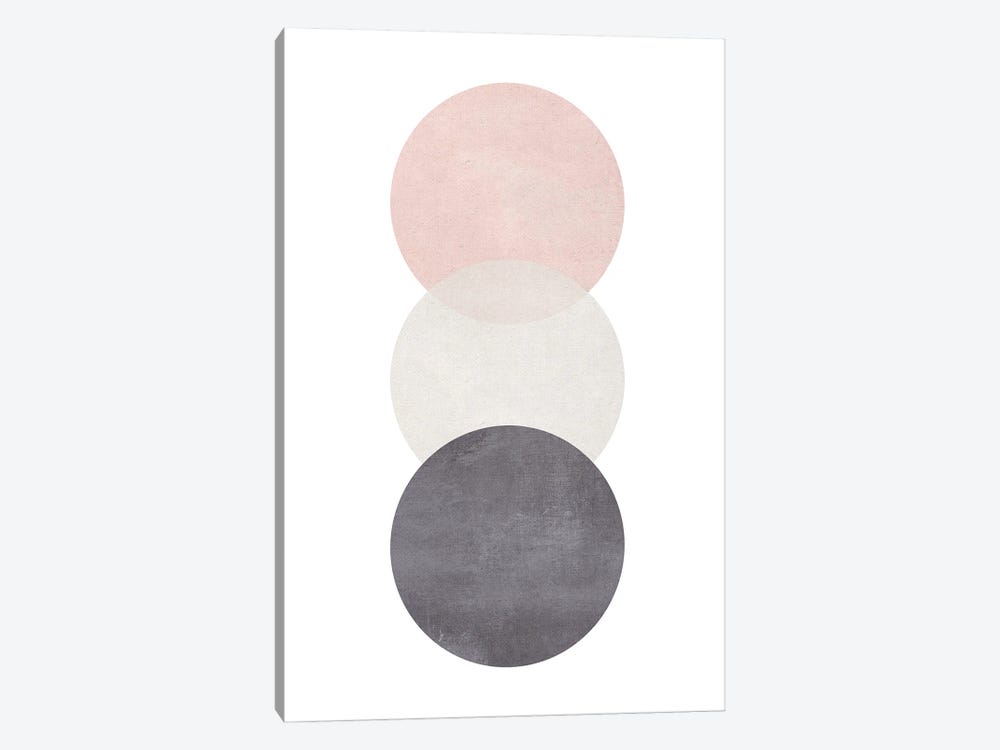 Cotton Pink And Grey Circles by Pixy Paper 1-piece Canvas Art Print