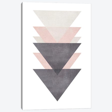 Cotton Pink And Grey Triangles Canvas Print #PXY1013} by Pixy Paper Canvas Wall Art