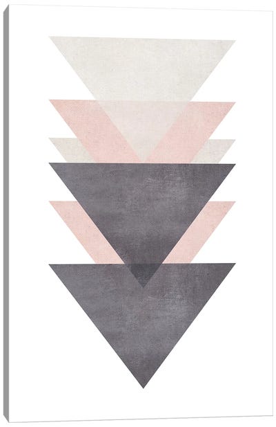 Cotton Pink And Grey Triangles Canvas Art Print - Pixy Paper