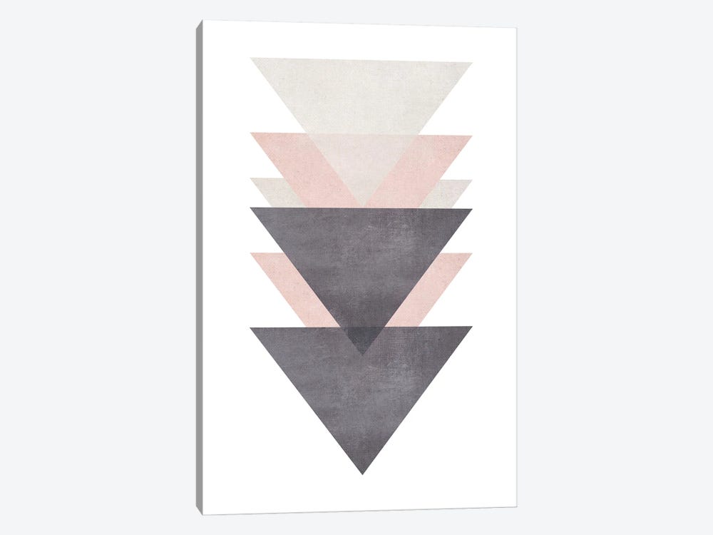 Cotton Pink And Grey Triangles by Pixy Paper 1-piece Canvas Art Print