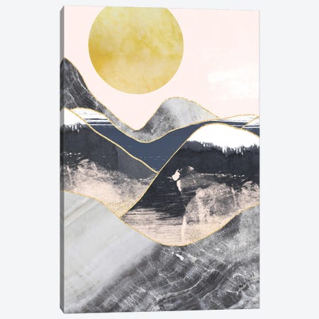 Gold Moon Navy Marble Mountains Canvas Print #PXY1014} by Pixy Paper Art Print