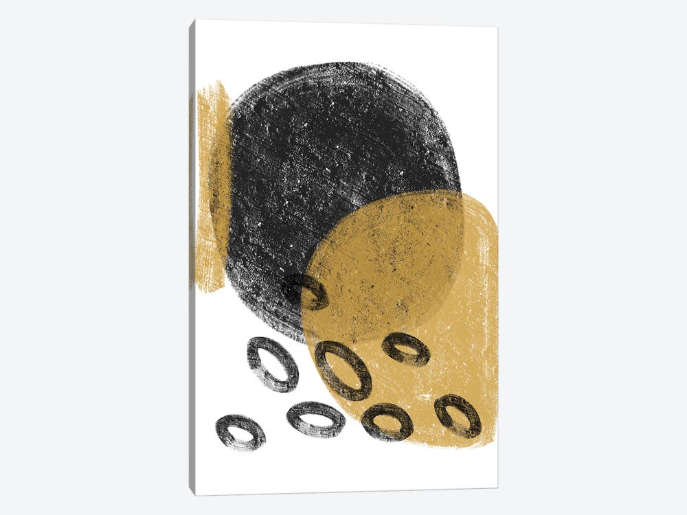 Dalia Chalk Black And Gold Bubbles by Pixy Paper 1-piece Canvas Wall Art
