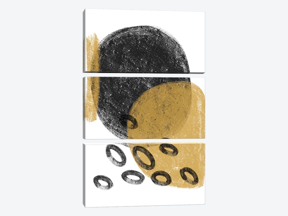 Dalia Chalk Black And Gold Bubbles by Pixy Paper 3-piece Canvas Wall Art