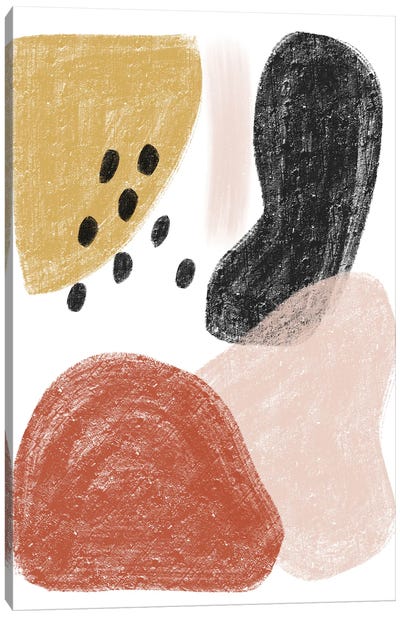 Dalia Chalk Black Polka Shapes Canvas Art Print - Gold & Pink Art