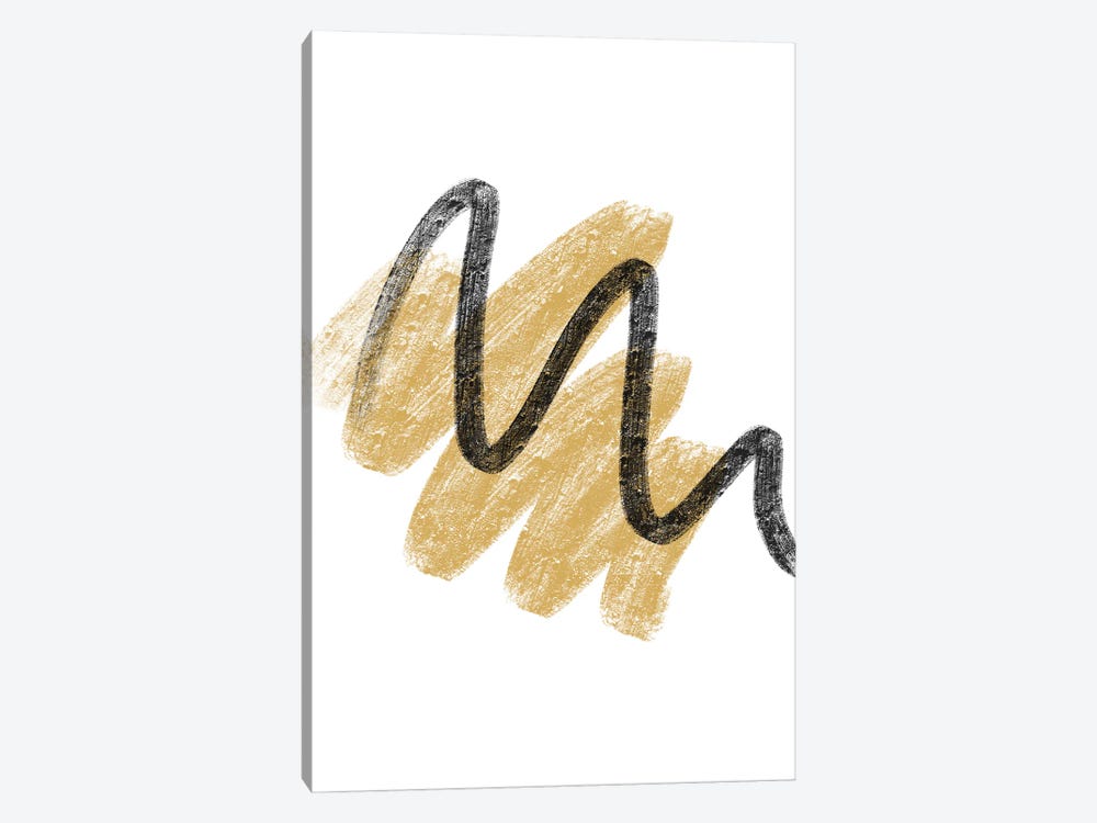 Dalia Chalk Gold And Black Scribbles by Pixy Paper 1-piece Canvas Wall Art