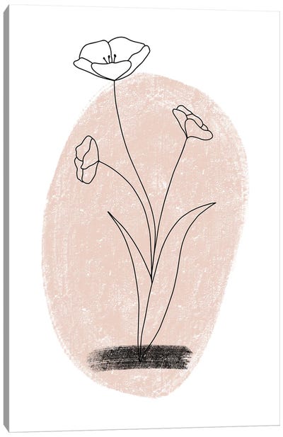 Dalia Chalk Pink Circle Flower Canvas Art Print - Minimalist Flowers