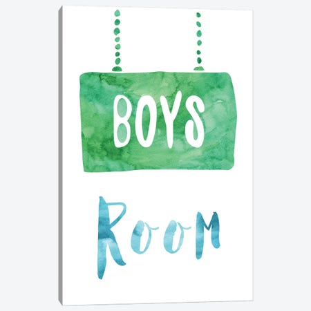 Boys Room Green & Blue Watercolour Canvas Print #PXY102} by Pixy Paper Canvas Art Print