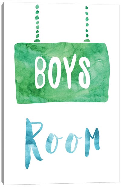 Boys Room Green & Blue Watercolour Canvas Art Print - Pixy Paper