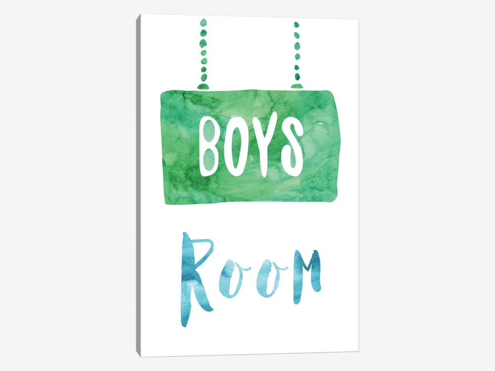 Boys Room Green & Blue Watercolour by Pixy Paper 1-piece Canvas Print