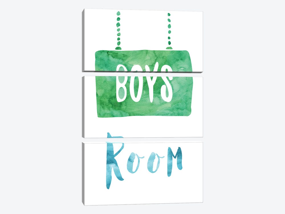 Boys Room Green & Blue Watercolour by Pixy Paper 3-piece Canvas Print