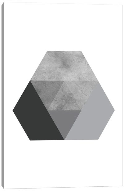 Geometric Grey And Black Hexagon Canvas Art Print - Pixy Paper