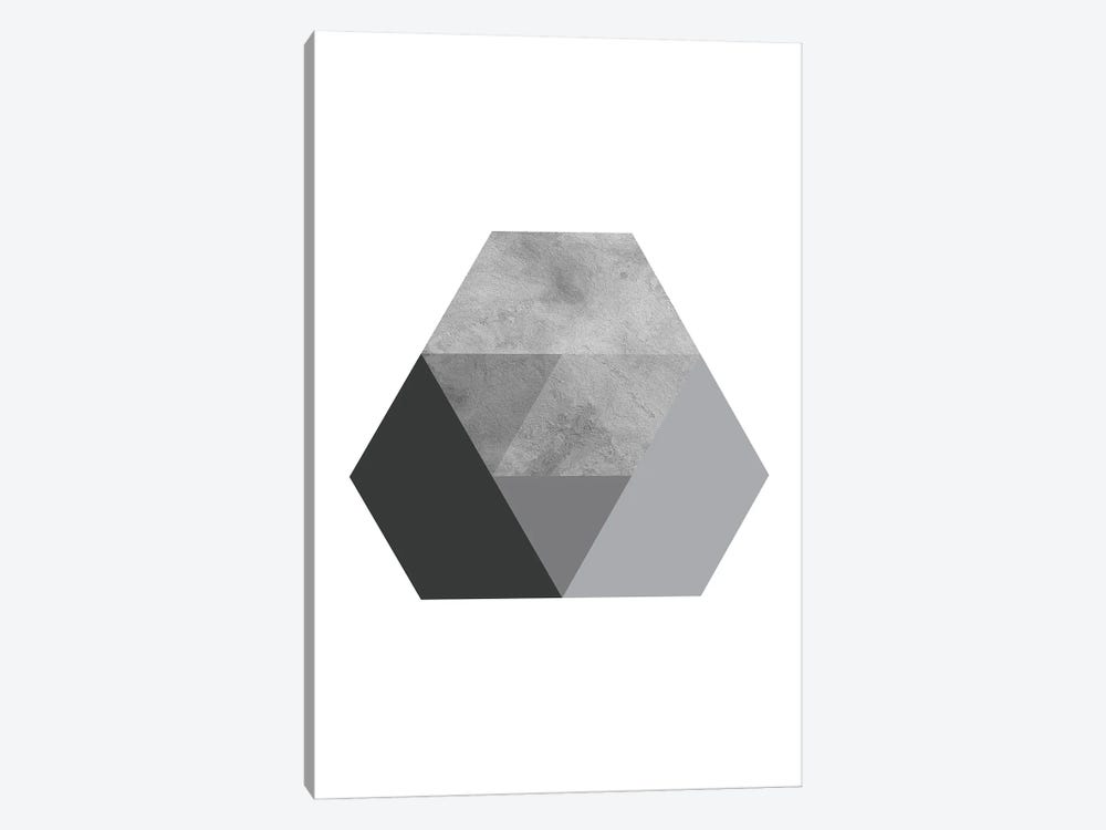 Geometric Grey And Black Hexagon by Pixy Paper 1-piece Canvas Wall Art