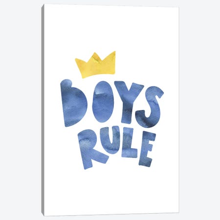 Boys Rule Watercolour Canvas Print #PXY103} by Pixy Paper Canvas Print