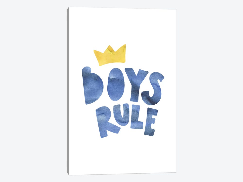 Boys Rule Watercolour by Pixy Paper 1-piece Canvas Wall Art