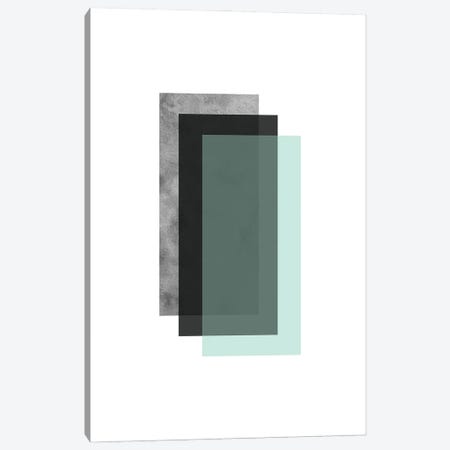 Geometric Mint And Black Rectangles Canvas Print #PXY1043} by Pixy Paper Canvas Print