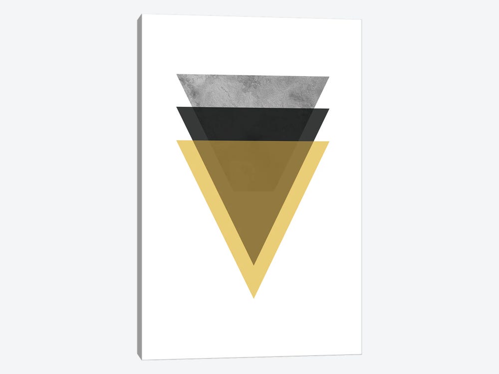 Geometric Mustard And Black Triangles by Pixy Paper 1-piece Art Print