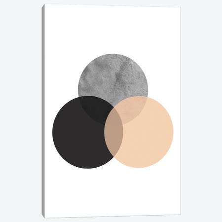 Geometric Peach And Black Circles Canvas Print #PXY1049} by Pixy Paper Canvas Print