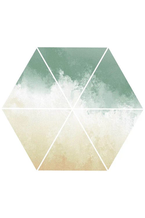 Green And Beige Watercolor Hexagon