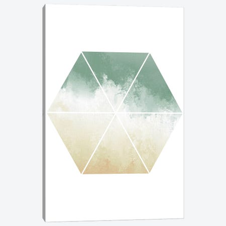 Green And Beige Watercolor Hexagon Canvas Print #PXY1055} by Pixy Paper Canvas Print