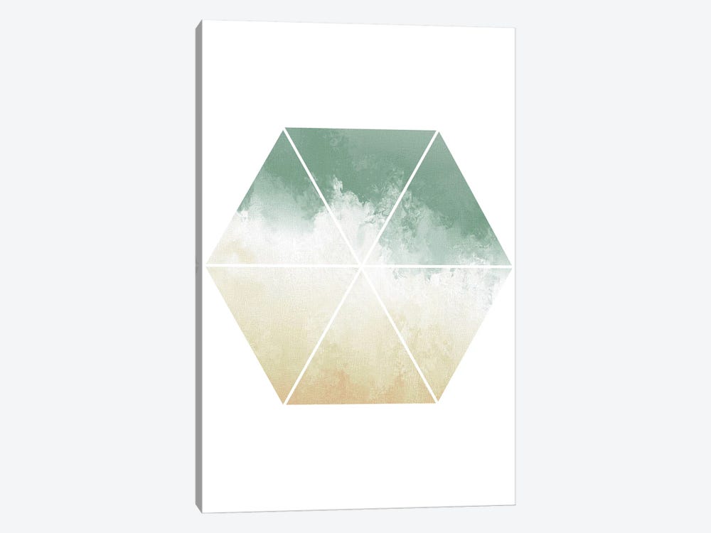 Green And Beige Watercolor Hexagon by Pixy Paper 1-piece Canvas Print