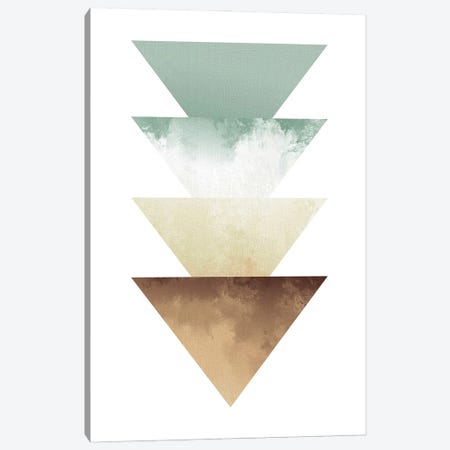 Green And Beige Watercolor Triangles Canvas Print #PXY1056} by Pixy Paper Art Print