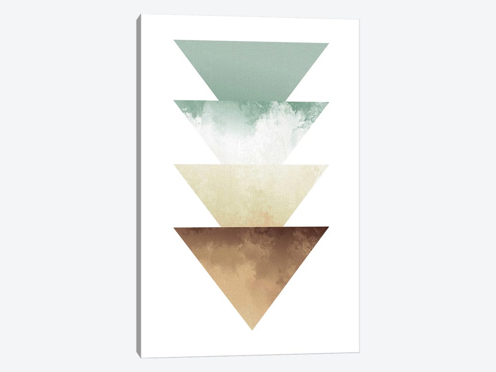 Green And Beige Watercolor Triangles by Pixy Paper 1-piece Canvas Artwork