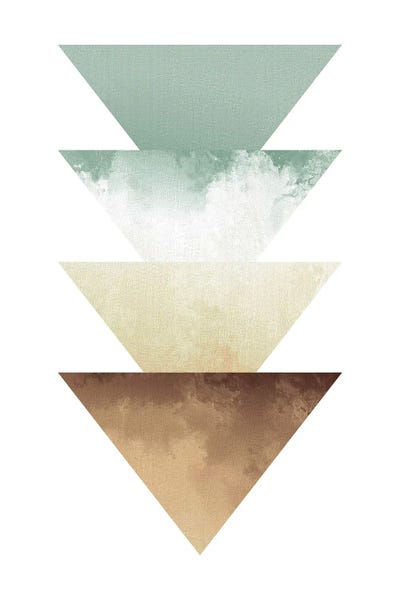 Teal Abstract Art: Green And Beige Watercolor Triangles by Pixy Paper