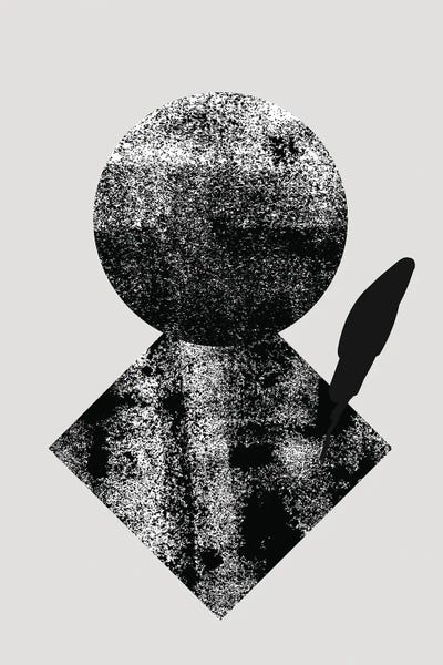 Black & White Minimalist Décor: Graffiti Black And Grey Circle Leaf by Pixy Paper