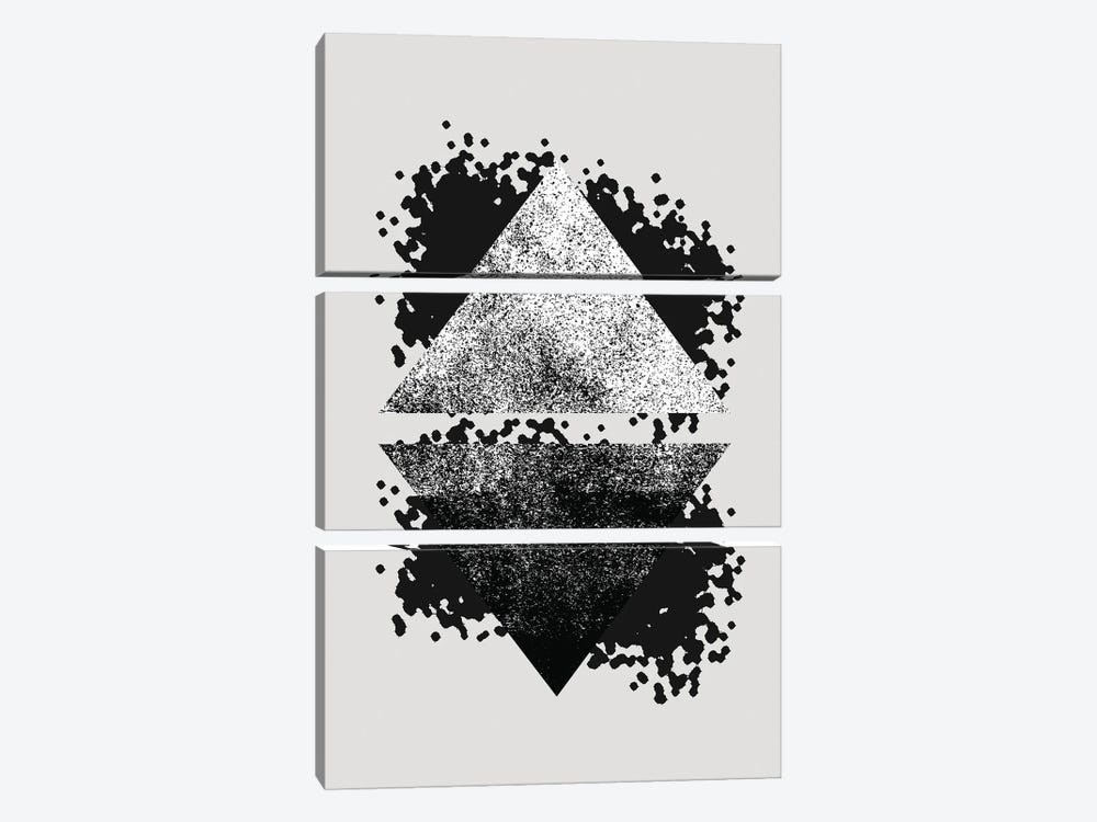 Graffiti Black And Grey Reflective Triangles by Pixy Paper 3-piece Canvas Art Print