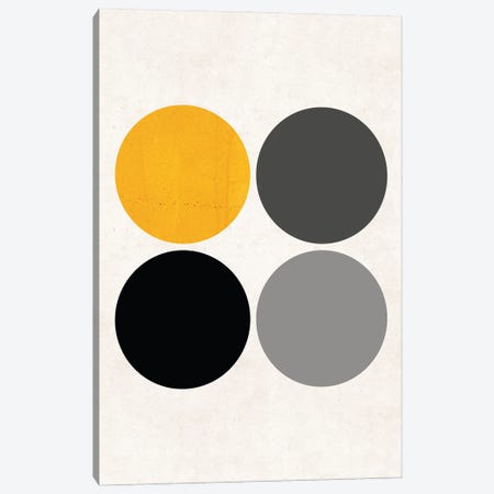 Circles Mustard Canvas Print #PXY1068} by Pixy Paper Art Print