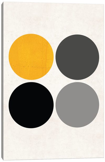 Circles Mustard Canvas Art Print - Pixy Paper