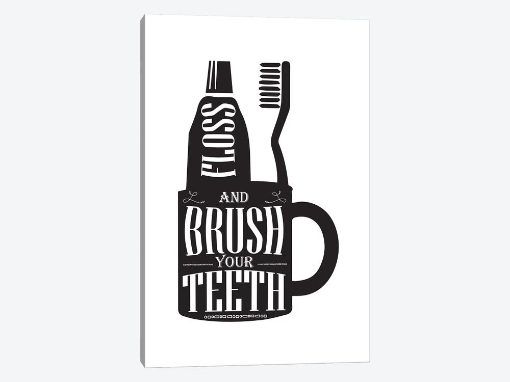 Brush Your Teeth Silhouette by Pixy Paper 1-piece Canvas Print