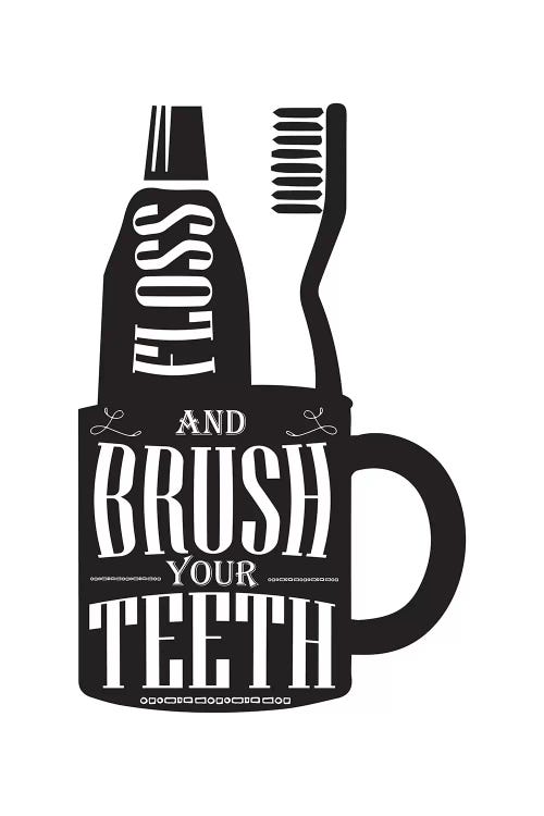 Brush Your Teeth Silhouette by Pixy Paper wall art