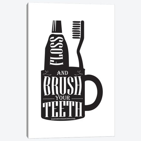 Brush Your Teeth Silhouette Canvas Print #PXY106} by Pixy Paper Canvas Artwork