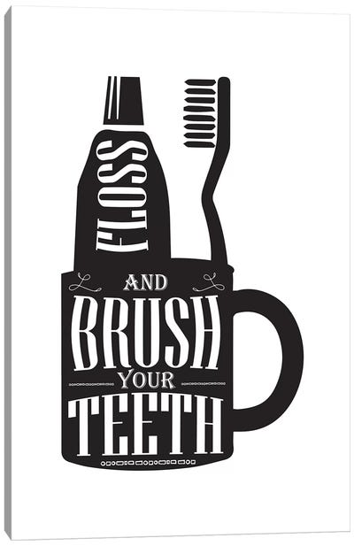 Brush Your Teeth Silhouette Canvas Art Print - Pixy Paper