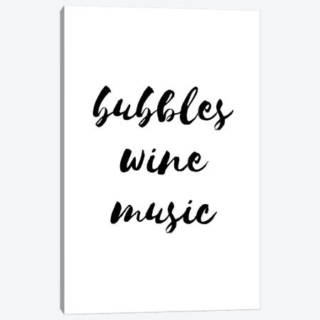 Bubbles Wine Music Canvas Print #PXY107} by Pixy Paper Canvas Artwork