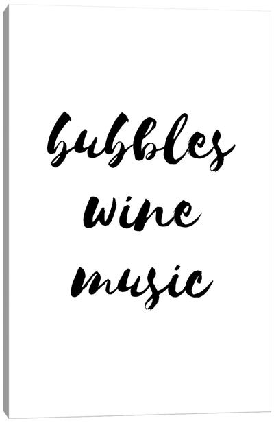 Bubbles Wine Music Canvas Art Print - Pixy Paper