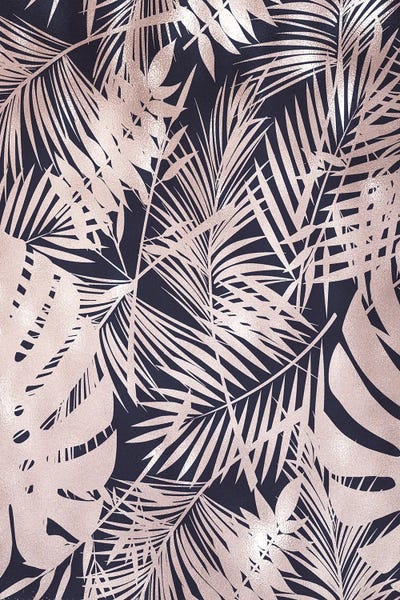 Lux Leaf Pink And Navy by Pixy Paper canvas print