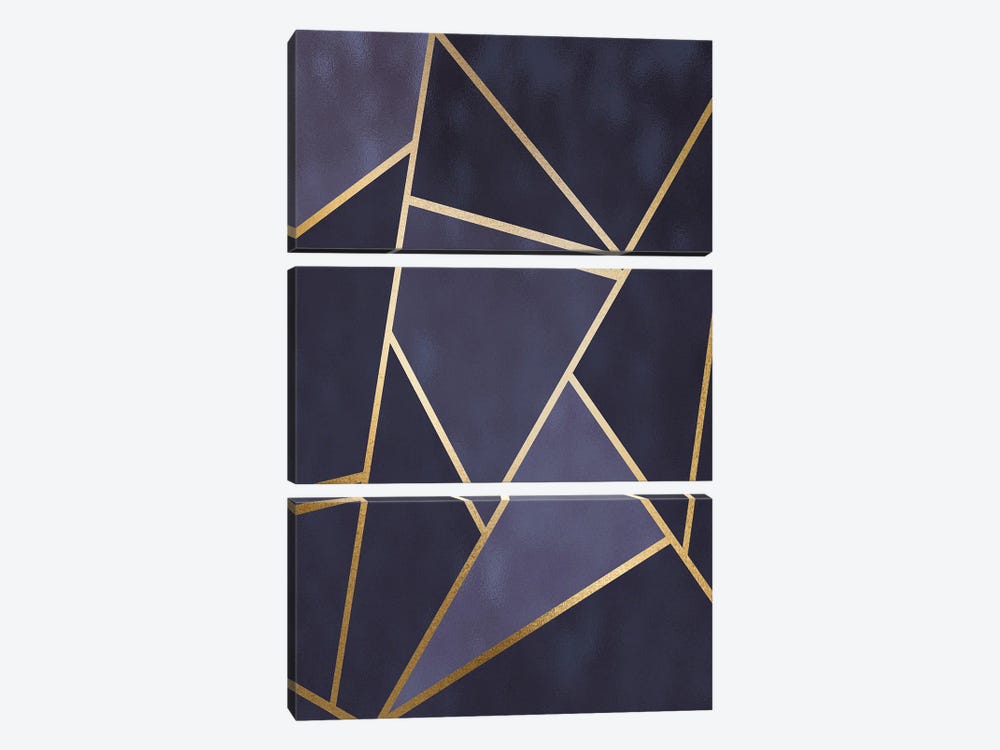 Lux Navy And Gold Geo by Pixy Paper 3-piece Canvas Artwork