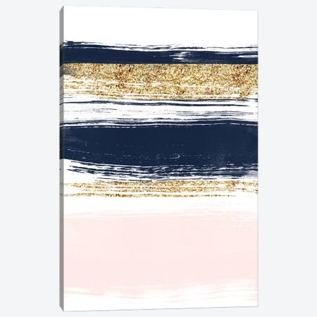 Lux Navy And Pink Paint Stripes Canvas Print #PXY1090} by Pixy Paper Canvas Wall Art