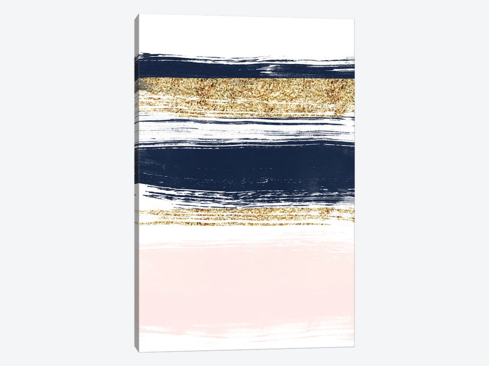 Lux Navy And Pink Paint Stripes by Pixy Paper 1-piece Canvas Wall Art