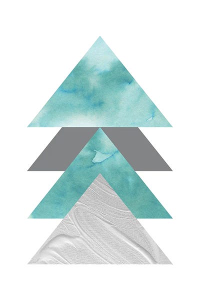 Marble Teal And Silver Triangles by Pixy Paper canvas print