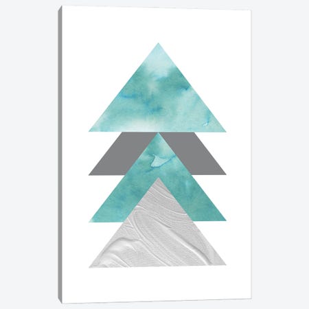 Marble Teal And Silver Triangles Canvas Print #PXY1093} by Pixy Paper Canvas Artwork