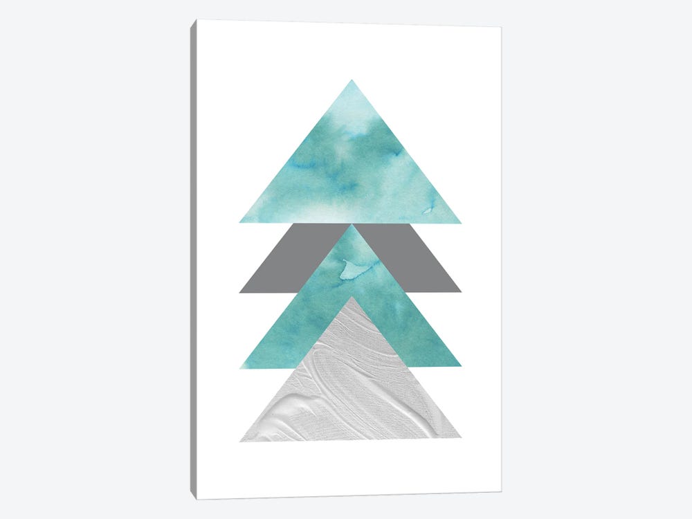 Marble Teal And Silver Triangles by Pixy Paper 1-piece Canvas Print