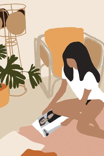 Mica Girl With Magazine IV by Pixy Paper canvas print